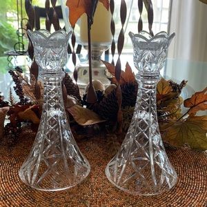 Vintage Wexford crystal candle sticks set 8”